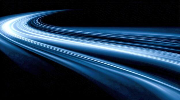 Abstract Light Trails on Black Background, Dynamic Movement and Modern Design Concept photo
