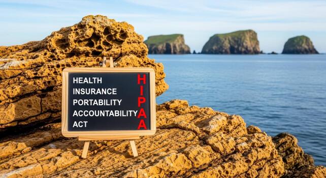 salud información portabilidad responsabilidad Actuar hipaa concepto desplegado en pizarra con isla antecedentes foto