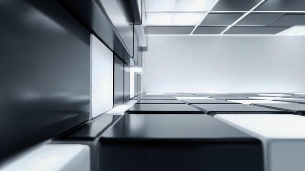 resumen negro y blanco cubitos perspectiva moderno diseño, tecnológico innovación, y minimalista geométrico composición foto