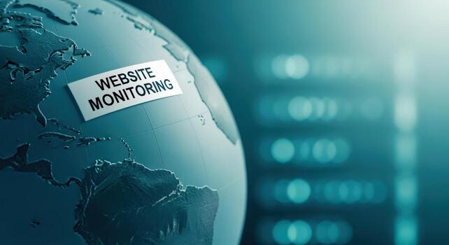 Website Monitoring Concept with Globe and Servers, Illustrating Global Network Connectivity and Data Management photo