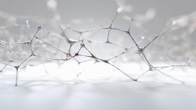 Abstract Network Structure with Interconnected Lines and Nodes on White Background photo