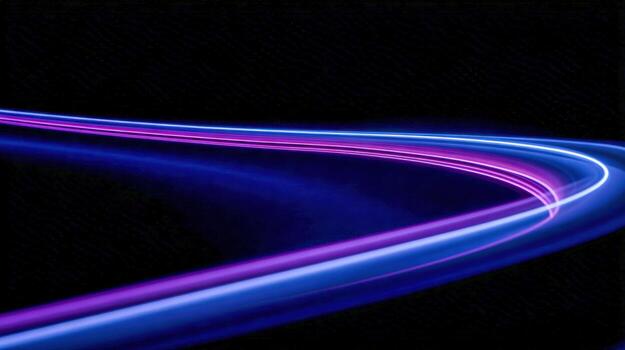 Abstract Light Trails in Deep Black Background, Representing Speed, Technology and Modernity Concepts photo