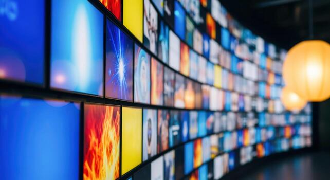 Abstract Wall Displaying Dynamic Content, Modern Technology and Visual Communication in a Digital Age photo