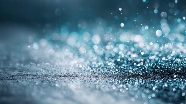 Abstract Glittering Silver and Blue Bokeh Background with Sparkling Light Dust for Festive Celebrations photo
