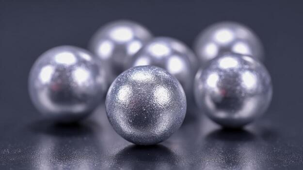 Metallic Spheres on Dark Background Abstract Industrial Balls Composition with Detailed Surface Texture photo