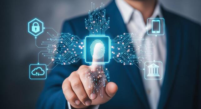 Biometric Authentication Technology Fingerprint Recognition, Digital Security, and Data Protection for Modern Business and Secure Access photo