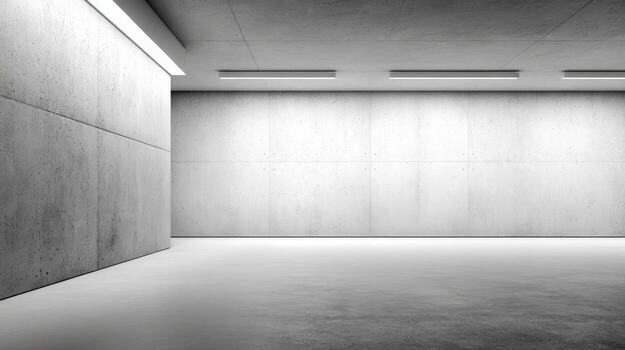 Empty Concrete Room with Overhead Lighting for Product Placement, Backdrops, and Interior Design photo