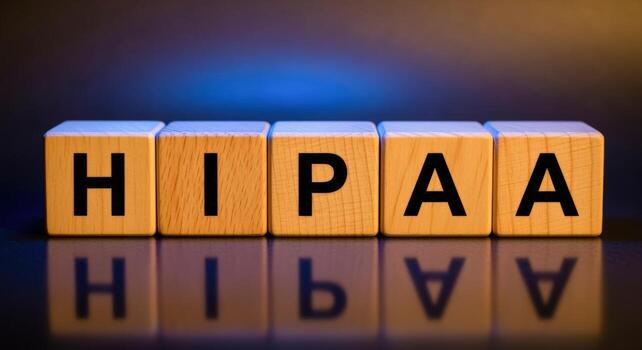 hipaa conformidad concepto de madera bloques ortografía hipaa con reflexión en oscuro fondo, enfatizando cuidado de la salud regulaciones foto