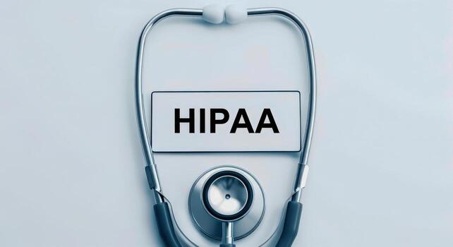 estetoscopio enmarcado hipaa texto en blanco antecedentes - salud información intimidad y responsabilidad conformidad foto