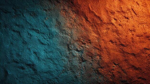 Textured Wall Surface with Contrasting Lighting Blue and Orange Hues for Creative Backgrounds and Design Elements photo