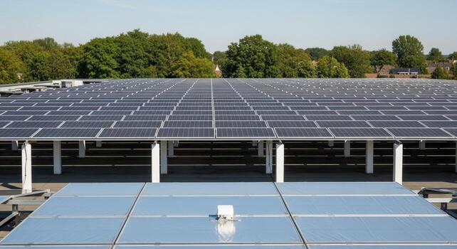 grande solar panel formación en techo generando limpiar energía, sostenible futuro, y renovable poder foto