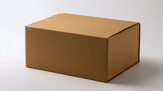 Simple Brown Cardboard Box Isolated on White Background, Studio Shot, Suitable for Mockup and Commercial Use photo