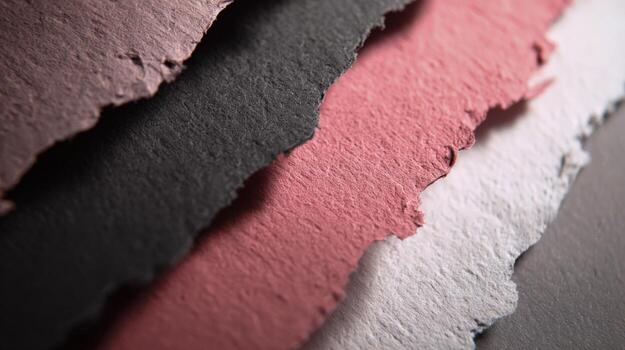 Abstract Multi-Colored Handmade Paper with Deckle Edges Close-Up Displayed in an Overlapping Fashion photo