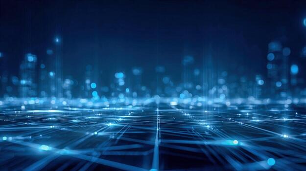 Abstract Digital Network Connection Data Transmission Across a Futuristic, High-Tech Landscape, Ideal for Technology Concepts photo