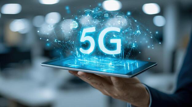 Advanced 5G Technology Displayed on a Tablet Device for Enhanced Mobile Connectivity and Communication photo