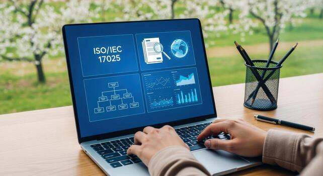 Laboratory Accreditation and Quality Control with ISOIEC 17025 Standard Compliance Displayed on a Laptop photo