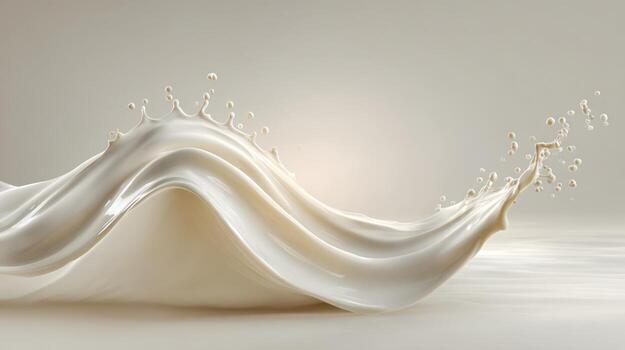 Dynamic Milk Splash on Neutral Background High-Quality Dairy Product Image for Advertising and Packaging photo