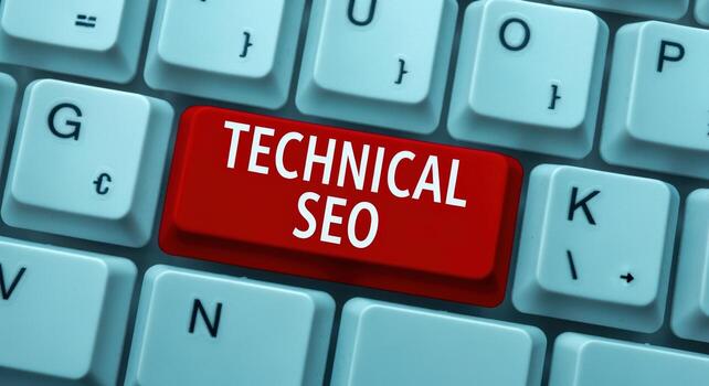 Technical SEO Keyboard Button, Optimization Strategies for Website Ranking, Search Engine Optimization Concept photo