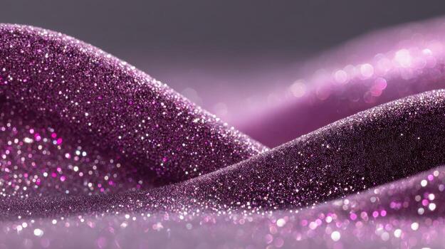 Elegant Purple Glitter Fabric Waves for Festive Backdrops and Designs with Shimmering Texture photo