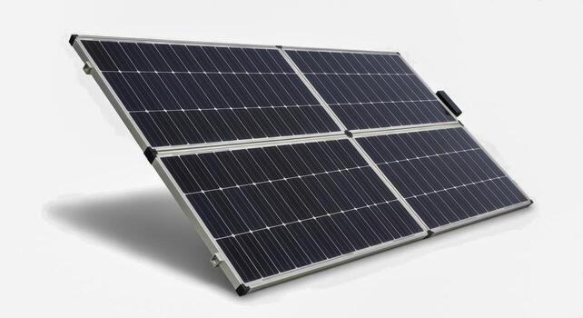 plegable solar panel formación en blanco antecedentes para sostenible energía soluciones y portátil poder foto