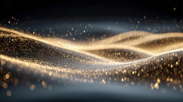 Elegant Gold Particle Wave Background with Glittering Bokeh Effect for Luxury and Festive Designs photo