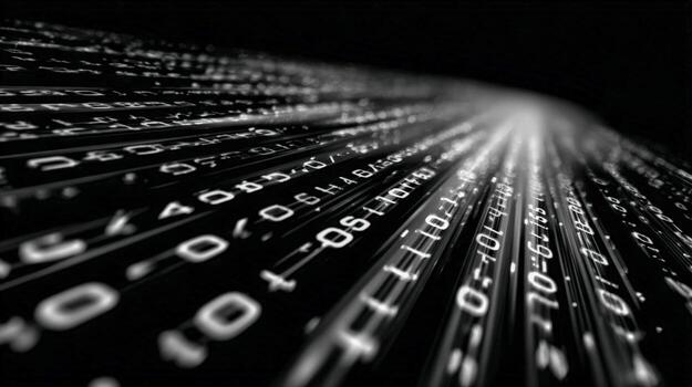 Abstract Digital Data Stream Binary Code Visualization for Technology, Cybersecurity, and Future Concepts photo