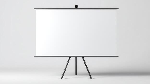 Presentation Screen on Tripod Stand Isolated on White Background - Ideal for Mockups and Presentations photo