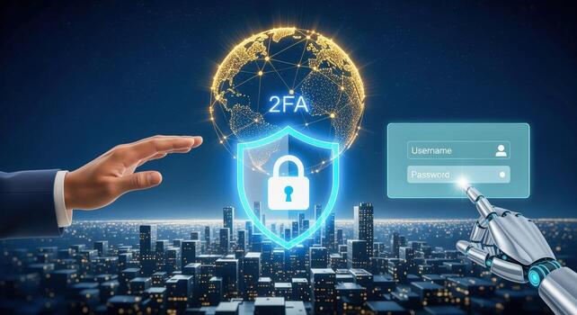 Secure Authentication with Two-Factor Verification Digital Security and Global Network Protection against Cyber Threats photo