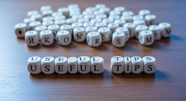 Wooden Blocks Spelling Useful Tips on Desk Representing Guidance and Advice, Business Concept photo