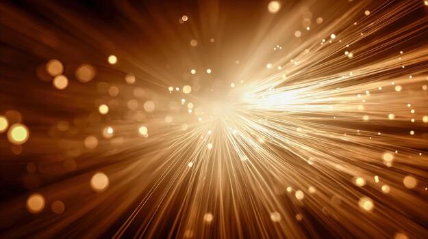 Golden Burst of Light Streaks with Bokeh Effect, Abstract Background for Technology and Futuristic Concepts photo