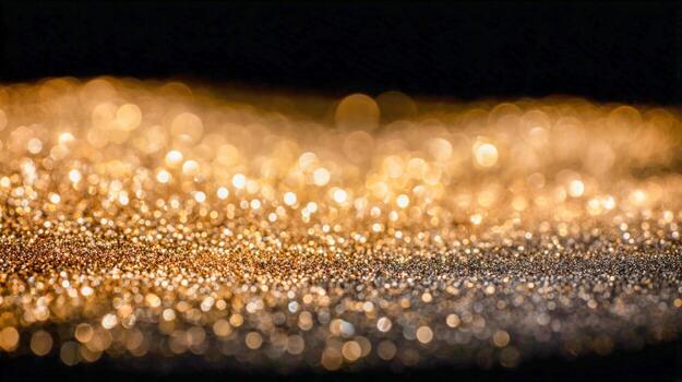 Golden Glitter Texture on Dark Background Luxurious, Festive, and Glamorous Design Element photo