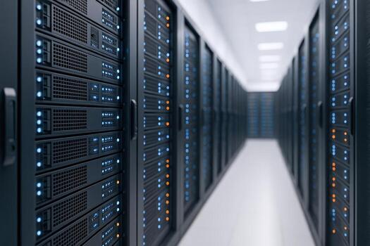 Data Center Servers in a Technology Room for Cloud Computing and IT Infrastructure photo