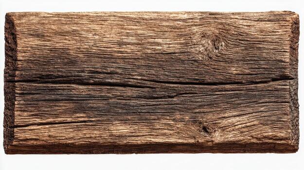 Isolated Weathered Wooden Board with Distressed Texture and Rustic Charm for Design Projects photo