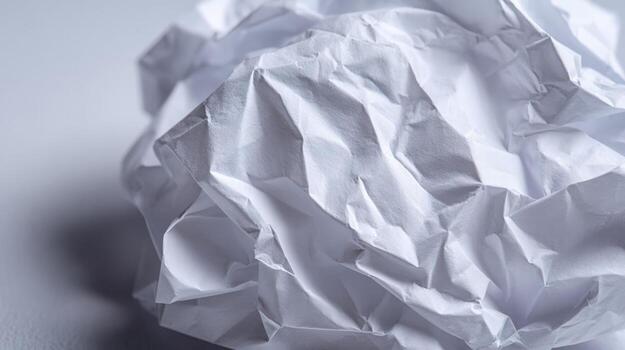 Crumpled White Paper Ball Texture Abstract Background for Creative Projects and Conceptual Designs, Illustrative photo