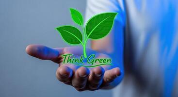 mano participación brote conceptual imagen para ambiental conciencia, sostenibilidad, y Respetuoso del medio ambiente practicas con verde planta foto