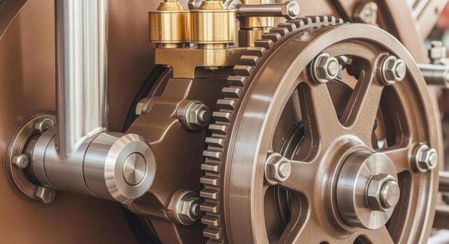 Intricate Gears and Mechanical Components A Close-Up of Precision Engineering and Metallic Textures photo