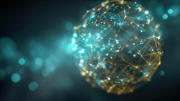 Abstract Network Sphere with Connected Nodes, Representing Global Connectivity, Artificial Intelligence and Modern Technology photo