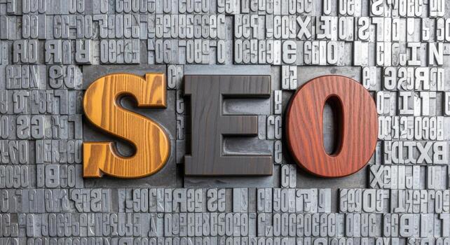 SEO Typography Concept with Letterpress Blocks Search Engine Optimization, Ranking, and Online Marketing photo