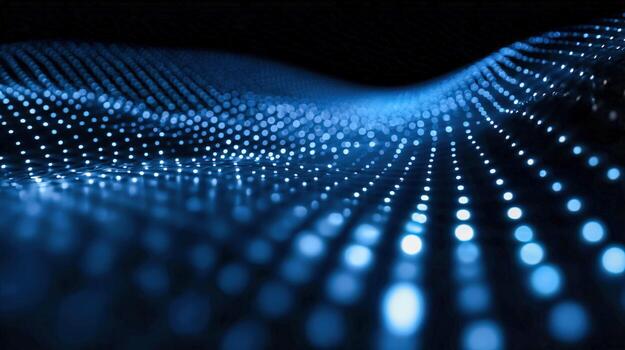 Abstract Blue Dotted Wave Background Futuristic Technology Visualization for Digital Design and Data Representation photo