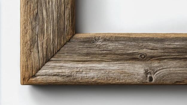 Rustic Wooden Frame Corner Detail Distressed Wood Texture for Mockups and Creative Projects photo