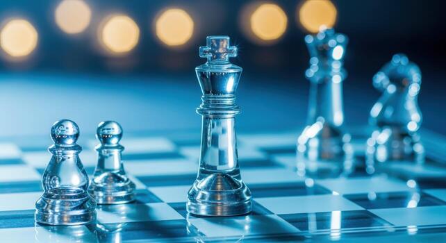 Strategic Chess Game Clear Pieces on Board, Depicting Strategy, Competition, and Intellectual Challenge photo