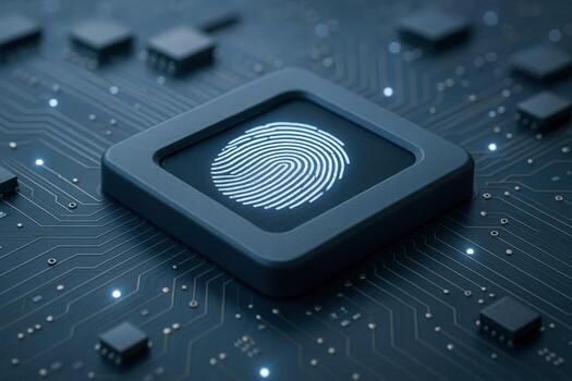 Advanced Biometric Security System Fingerprint Recognition on Integrated Circuit for Digital Identity Verification photo