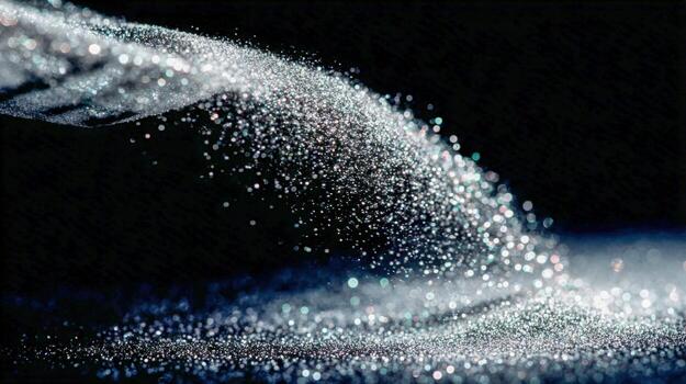 Abstract Glitter Explosion on Black Background Creates a Stunning Visual Effect with Sparkling Particles photo