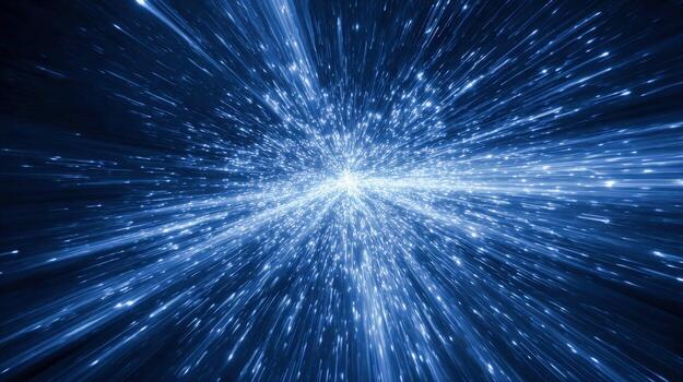 Dynamic Blue Light Burst Abstract Background, Representing High Speed, Data Transfer, and Technological Innovation photo