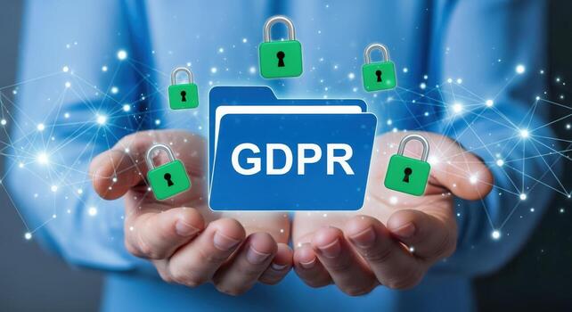 GDPR Compliance Concept Protecting Data with Security Locks and Technology, Representing Digital Privacy Regulations in Europe photo