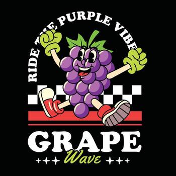 Colorful grape character design vector
