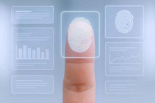 Fingerprint Scan Biometric Security Authentication Concept, Data Protection and Personal Identification Access, Modern Technology photo
