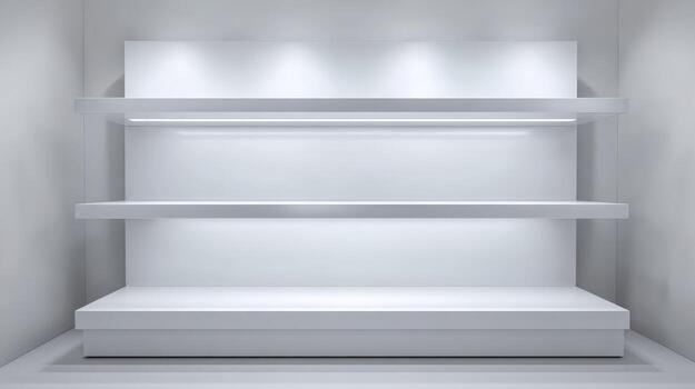 limpiar blanco monitor estante Bosquejo con Encendiendo para producto presentación en Al por menor o exposición espacios foto