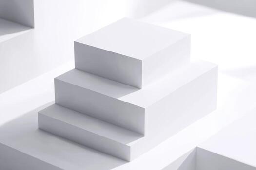 3d rendering of a white cube on a white background photo