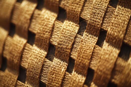 Intricate weave of brown fibers showcases craftsmanship in textile art photo